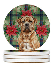 Load image into Gallery viewer, Dogue de Bordeaux Christmas PoinsettIas Large Sandstone Coasters Pack of 4