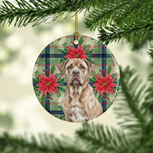 Load image into Gallery viewer, Isabella Dogue de Bordeaux Christmas PoinsettIas Ceramic Ornament