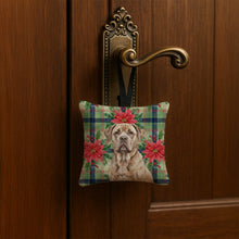 Load image into Gallery viewer, Isabella Dogue de Bordeaux Christmas PoinsettIas Hanging Square Fabric Ornament 3.5 x 3.5