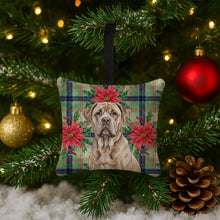 Load image into Gallery viewer, Isabella Dogue de Bordeaux Christmas PoinsettIas Hanging Square Fabric Ornament 3.5 x 3.5
