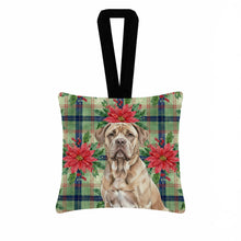 Load image into Gallery viewer, Isabella Dogue de Bordeaux Christmas PoinsettIas Hanging Square Fabric Ornament 3.5 x 3.5