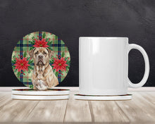 Load image into Gallery viewer, Isabella Dogue de Bordeaux Christmas PoinsettIas Large Sandstone Coasters Pack of 4