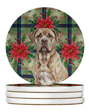 Load image into Gallery viewer, Isabella Dogue de Bordeaux Christmas PoinsettIas Large Sandstone Coasters Pack of 4