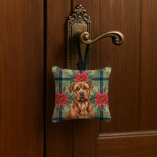 Load image into Gallery viewer, Mahogany Dogue de Bordeaux Christmas PoinsettIas Hanging Square Fabric Ornament 3.5 x 3.5