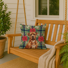 Load image into Gallery viewer, Mahogany Dogue de Bordeaux Christmas PoinsettIas Throw Pillow