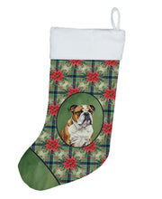 Load image into Gallery viewer, Brindle and White English Bulldog Christmas PoinsettIas Holiday Stocking