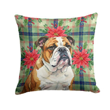 Load image into Gallery viewer, Brindle and White English Bulldog Christmas PoinsettIas Throw Pillow