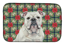Load image into Gallery viewer, White English Bulldog Christmas PoinsettIas Dish Drying Mat