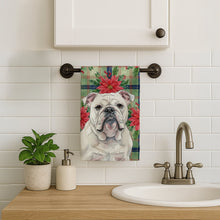Load image into Gallery viewer, White English Bulldog Christmas PoinsettIas Kitchen Towel