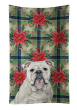 Load image into Gallery viewer, White English Bulldog Christmas PoinsettIas Kitchen Towel