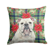 Load image into Gallery viewer, White English Bulldog Christmas PoinsettIas Throw Pillow