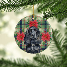 Load image into Gallery viewer, Black English Cocker Spaniel Christmas PoinsettIas Ceramic Ornament