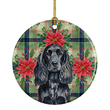 Load image into Gallery viewer, Black English Cocker Spaniel Christmas PoinsettIas Ceramic Ornament