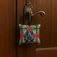 Load image into Gallery viewer, Black English Cocker Spaniel Christmas PoinsettIas Hanging Square Fabric Ornament 3.5 x 3.5