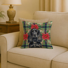 Load image into Gallery viewer, Black English Cocker Spaniel Christmas PoinsettIas Throw Pillow