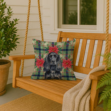 Load image into Gallery viewer, Black English Cocker Spaniel Christmas PoinsettIas Throw Pillow