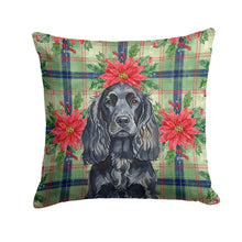 Load image into Gallery viewer, Black English Cocker Spaniel Christmas PoinsettIas Throw Pillow