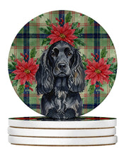 Load image into Gallery viewer, Black English Cocker Spaniel Christmas PoinsettIas Large Sandstone Coasters Pack of 4