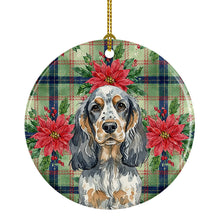Load image into Gallery viewer, Blue Roan &amp; Tan English Cocker Spaniel Christmas PoinsettIas Ceramic Ornament