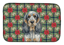 Load image into Gallery viewer, Blue Roan &amp; Tan English Cocker Spaniel Christmas PoinsettIas Dish Drying Mat