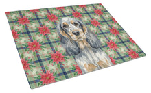 Load image into Gallery viewer, Blue Roan &amp; Tan English Cocker Spaniel Christmas PoinsettIas Glass Cutting Board