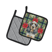 Load image into Gallery viewer, Blue Roan &amp; Tan English Cocker Spaniel Christmas PoinsettIas Pair of Pot Holders