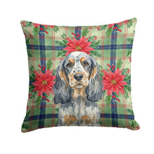 Load image into Gallery viewer, Blue Roan &amp; Tan English Cocker Spaniel Christmas PoinsettIas Throw Pillow