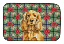 Load image into Gallery viewer, Golden English Cocker Spaniel Christmas PoinsettIas Dish Drying Mat