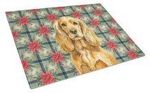 Load image into Gallery viewer, Golden English Cocker Spaniel Christmas PoinsettIas Glass Cutting Board