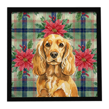 Load image into Gallery viewer, Golden English Cocker Spaniel Christmas PoinsettIas Framed Metal Print