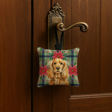 Load image into Gallery viewer, Golden English Cocker Spaniel Christmas PoinsettIas Hanging Square Fabric Ornament 3.5 x 3.5
