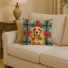 Load image into Gallery viewer, Golden English Cocker Spaniel Christmas PoinsettIas Throw Pillow
