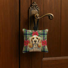 Load image into Gallery viewer, Lemon Roan English Cocker Spaniel Christmas PoinsettIas Hanging Square Fabric Ornament 3.5 x 3.5