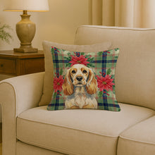 Load image into Gallery viewer, Lemon Roan English Cocker Spaniel Christmas PoinsettIas Throw Pillow