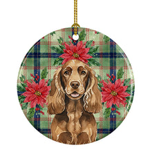 Load image into Gallery viewer, Liver English Cocker Spaniel Christmas PoinsettIas Ceramic Ornament