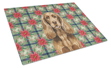 Load image into Gallery viewer, Liver English Cocker Spaniel Christmas PoinsettIas Glass Cutting Board