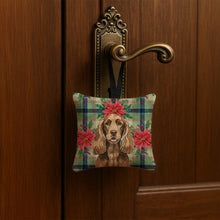 Load image into Gallery viewer, Liver English Cocker Spaniel Christmas PoinsettIas Hanging Square Fabric Ornament 3.5 x 3.5