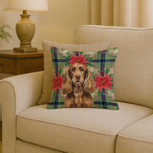 Load image into Gallery viewer, Liver English Cocker Spaniel Christmas PoinsettIas Throw Pillow