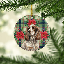 Load image into Gallery viewer, Liver Roan English Cocker Spaniel Christmas PoinsettIas Ceramic Ornament
