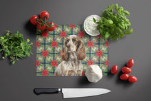 Load image into Gallery viewer, Liver Roan English Cocker Spaniel Christmas PoinsettIas Glass Cutting Board