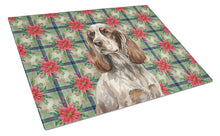 Load image into Gallery viewer, Liver Roan English Cocker Spaniel Christmas PoinsettIas Glass Cutting Board