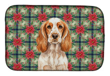 Load image into Gallery viewer, Orange Roan English Cocker Spaniel Christmas PoinsettIas Dish Drying Mat