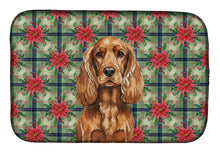 Load image into Gallery viewer, Red English Cocker Spaniel Christmas PoinsettIas Dish Drying Mat