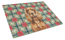 Load image into Gallery viewer, Red English Cocker Spaniel Christmas PoinsettIas Glass Cutting Board