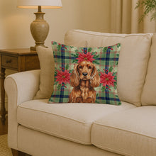 Load image into Gallery viewer, Red English Cocker Spaniel Christmas PoinsettIas Throw Pillow