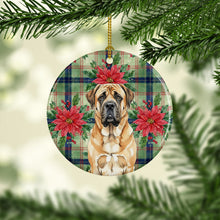 Load image into Gallery viewer, Apricot English Mastiff Christmas PoinsettIas Ceramic Ornament