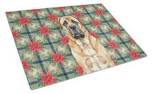 Load image into Gallery viewer, Apricot English Mastiff Christmas PoinsettIas Glass Cutting Board