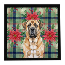 Load image into Gallery viewer, Apricot English Mastiff Christmas PoinsettIas Framed Metal Print