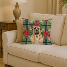 Load image into Gallery viewer, Apricot English Mastiff Christmas PoinsettIas Throw Pillow