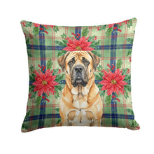 Load image into Gallery viewer, Apricot English Mastiff Christmas PoinsettIas Throw Pillow
